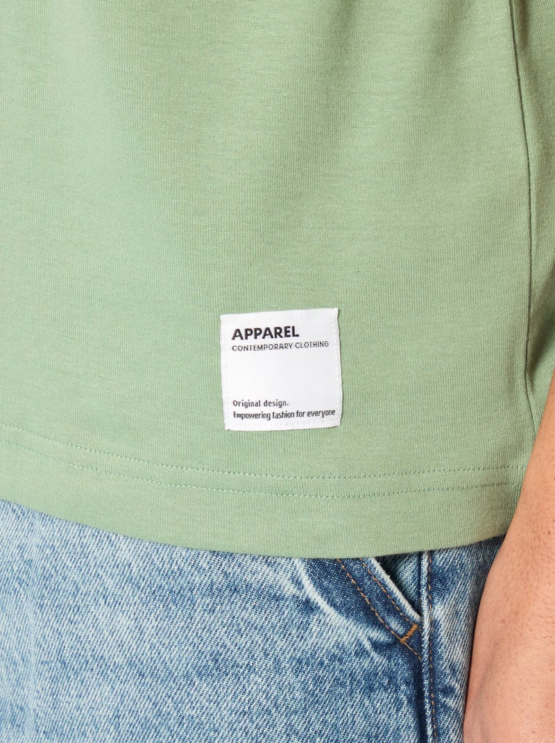T-shirt scollo tondo in cotone Verde - Kiabi
