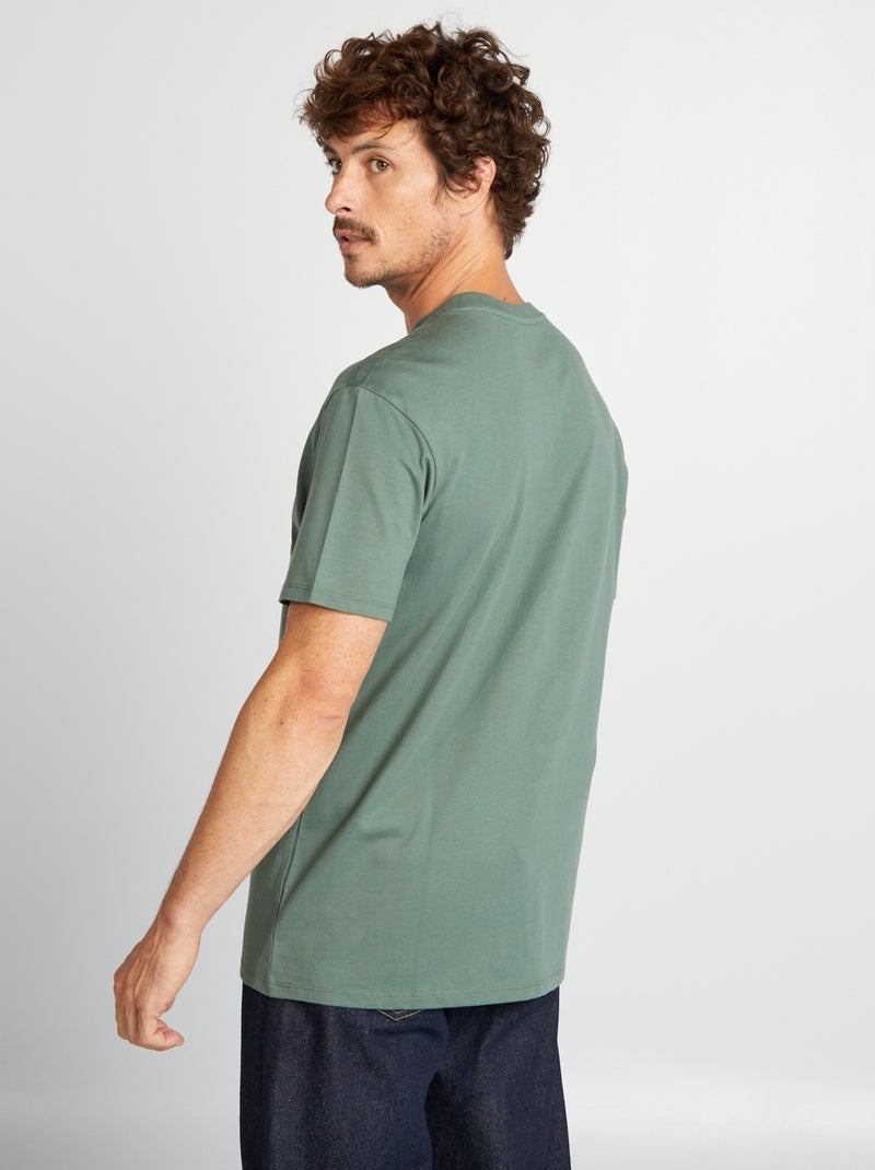 T-shirt scollo tondo in cotone VERDE - Kiabi