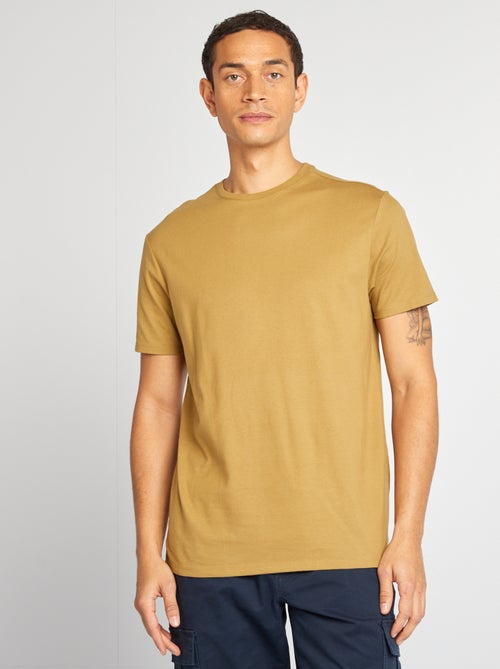 T-shirt scollo tondo in cotone - Kiabi