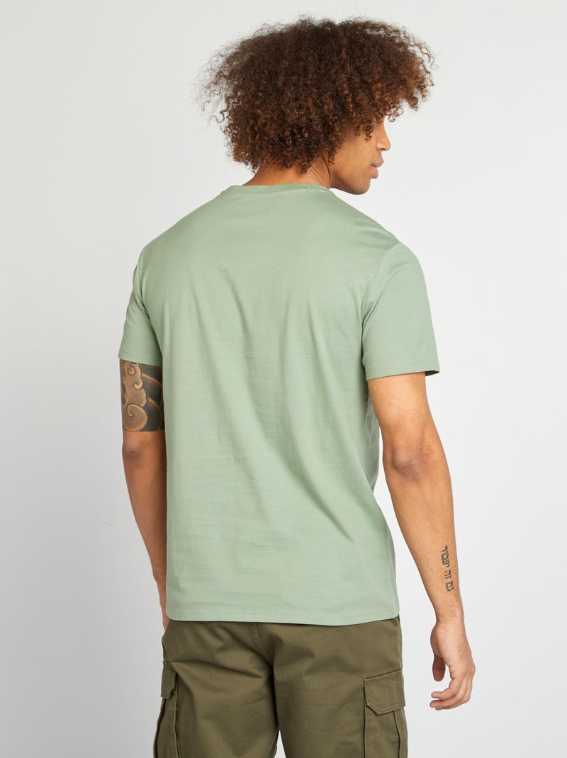 T-shirt scollo tondo in cotone VERDE - Kiabi