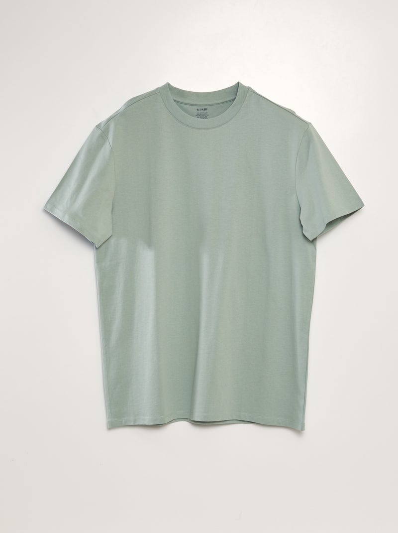 T-shirt scollo tondo in cotone VERDE - Kiabi