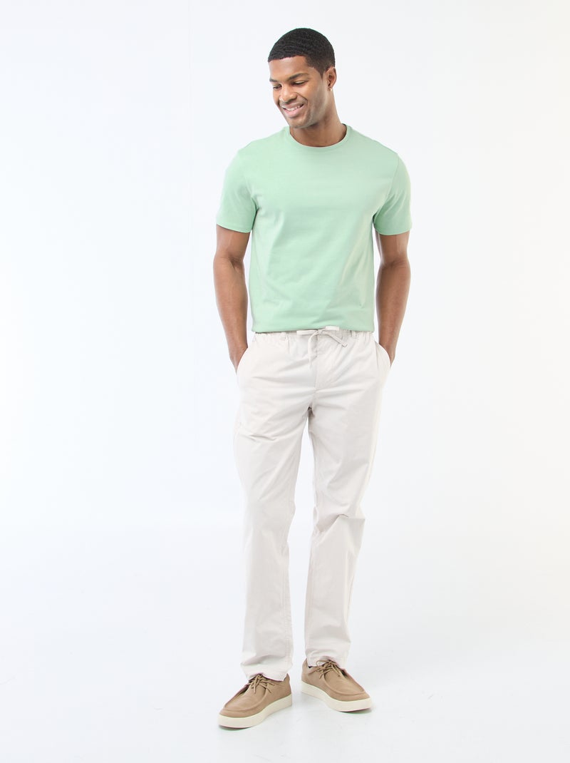 T-shirt scollo tondo in cotone Verde - Kiabi
