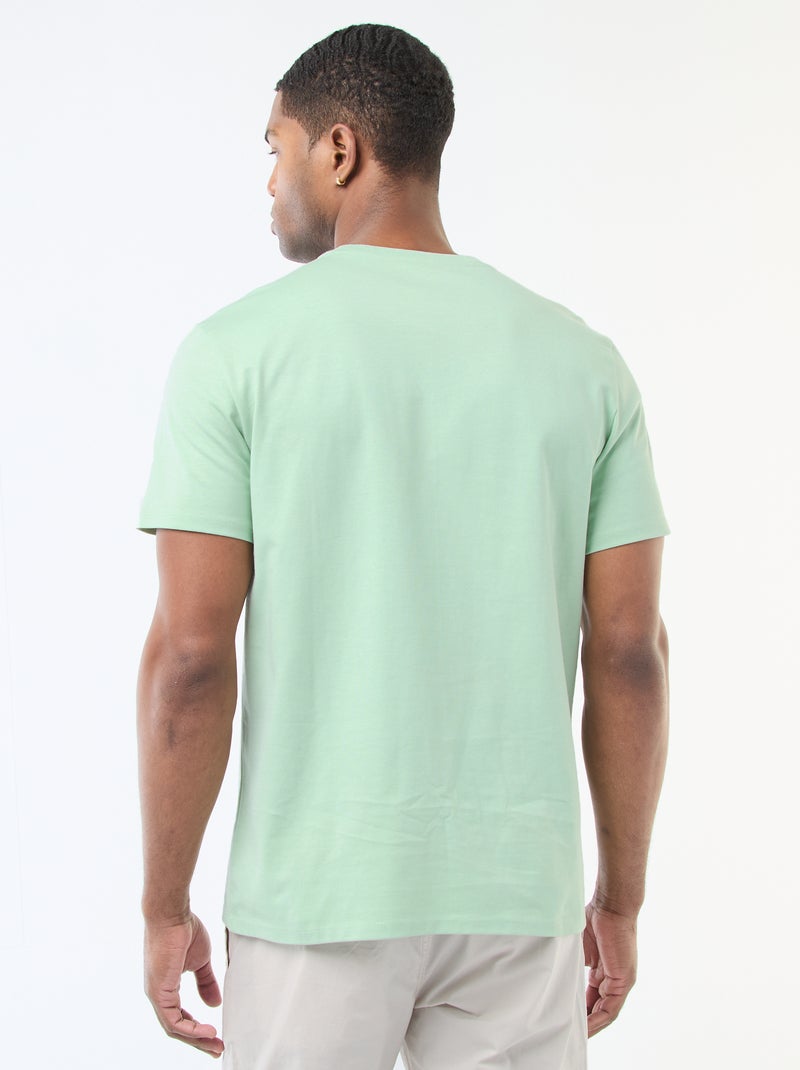 T-shirt scollo tondo in cotone Verde - Kiabi