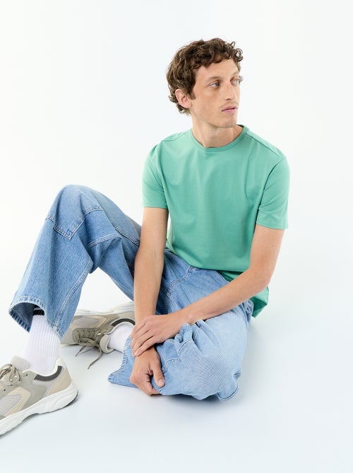 T-shirt scollo tondo in cotone - Kiabi