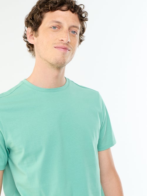 T-shirt scollo tondo in cotone - Kiabi