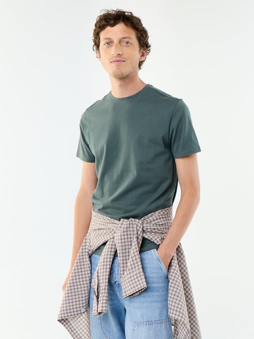 T-shirt scollo tondo in cotone - Kiabi