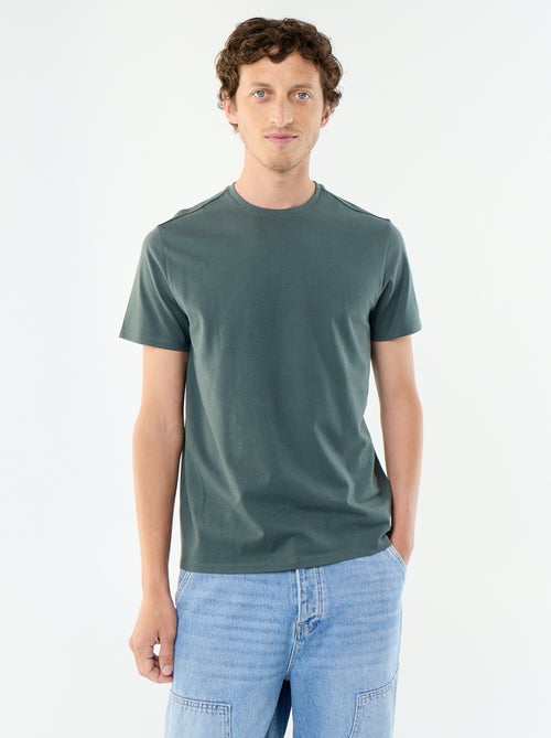 T-shirt scollo tondo in cotone - Kiabi