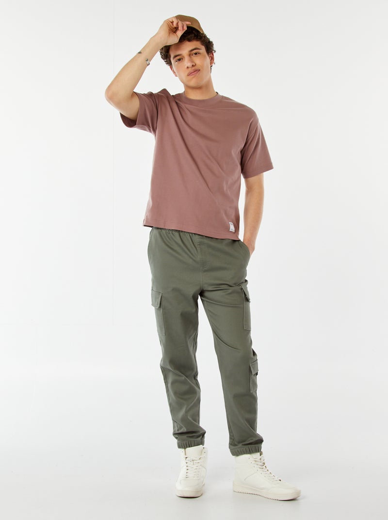 T-shirt scollo tondo in cotone VIOLA - Kiabi