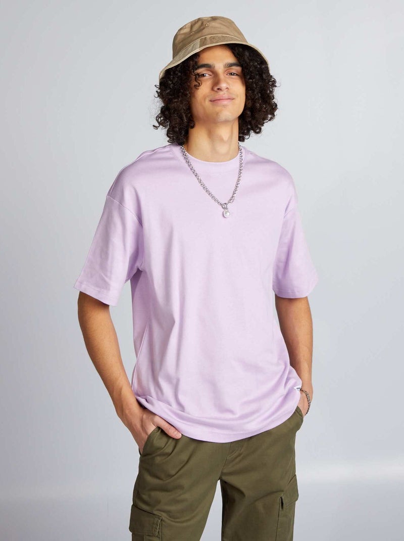T-shirt scollo tondo in cotone VIOLA - Kiabi