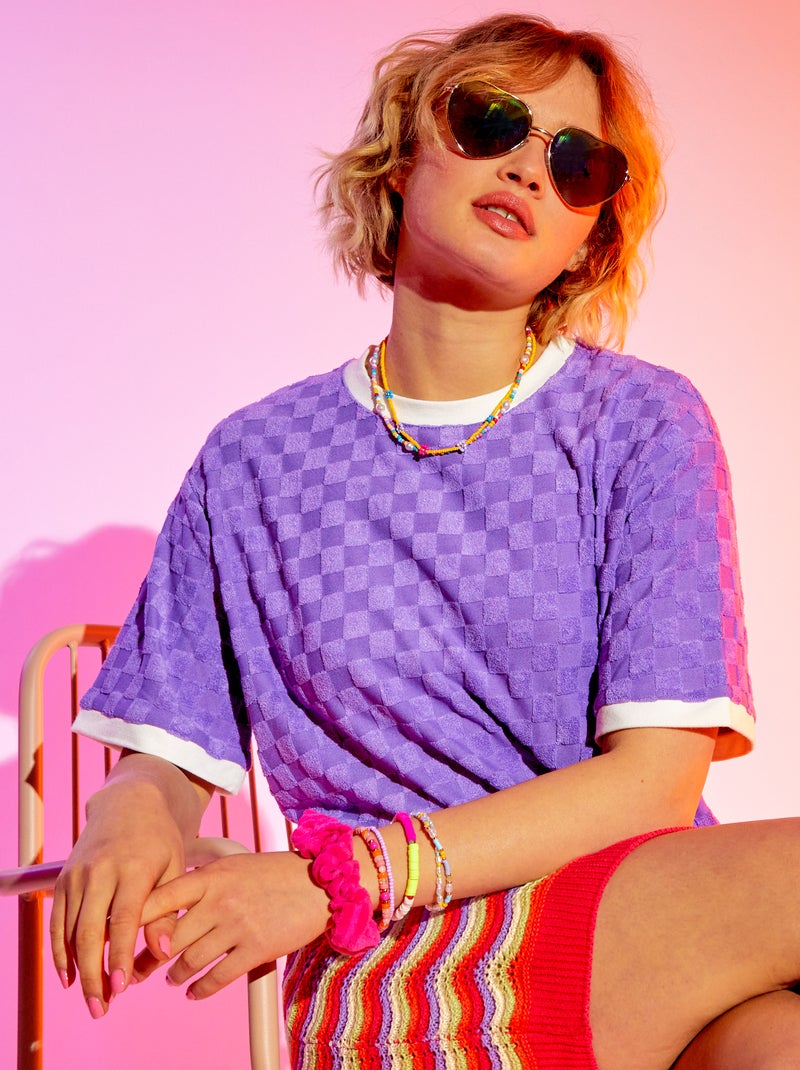 T-shirt scollo tondo in spugn Violetta - Kiabi