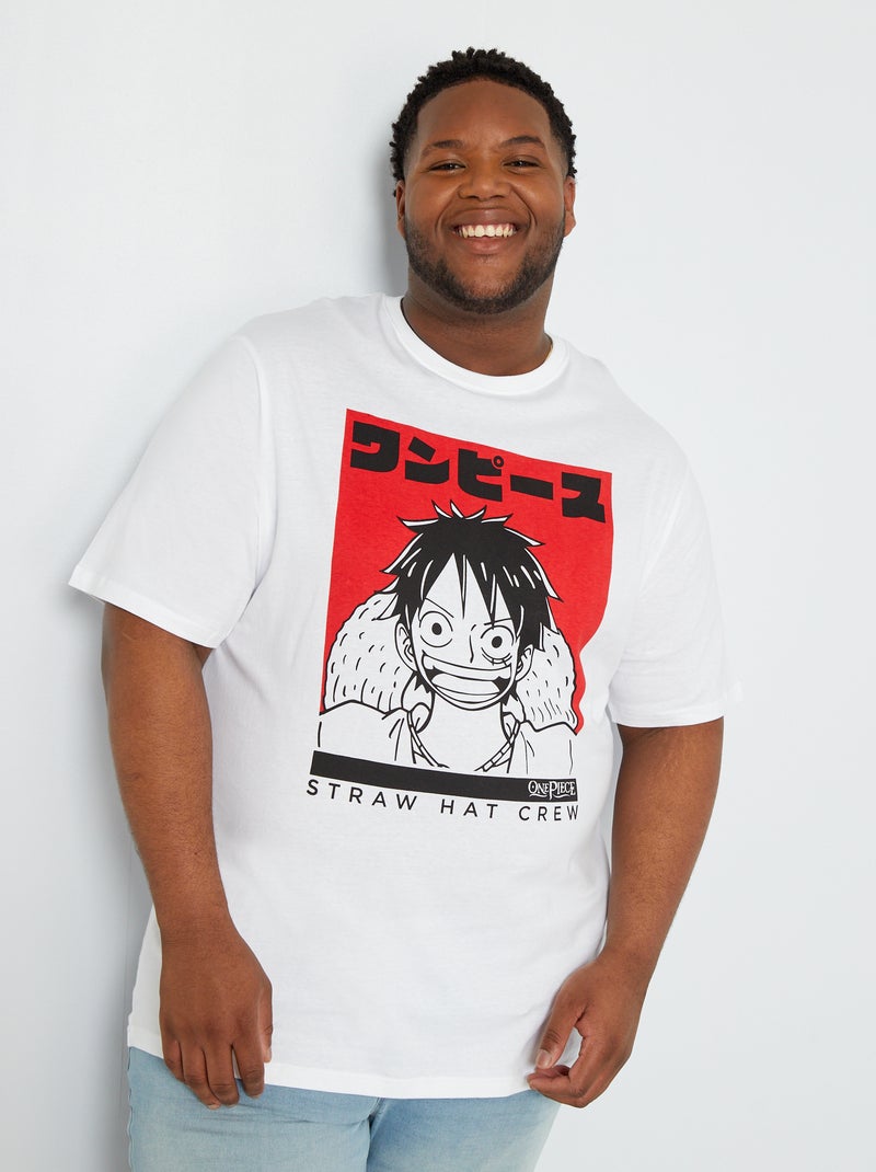 T-shirt scollo tondo 'One Piece' bianco - Kiabi
