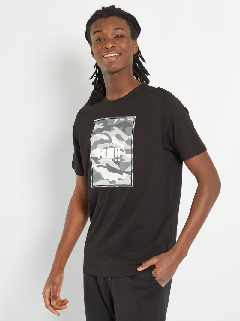 T-shirt scollo tondo 'Puma' NERO - Kiabi