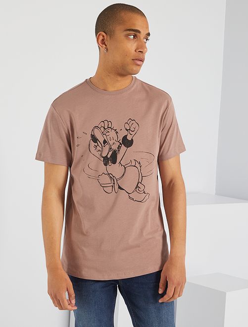 T-shirt scollo tondo 'Topolino' - castano chiaro - Kiabi - 12.00€