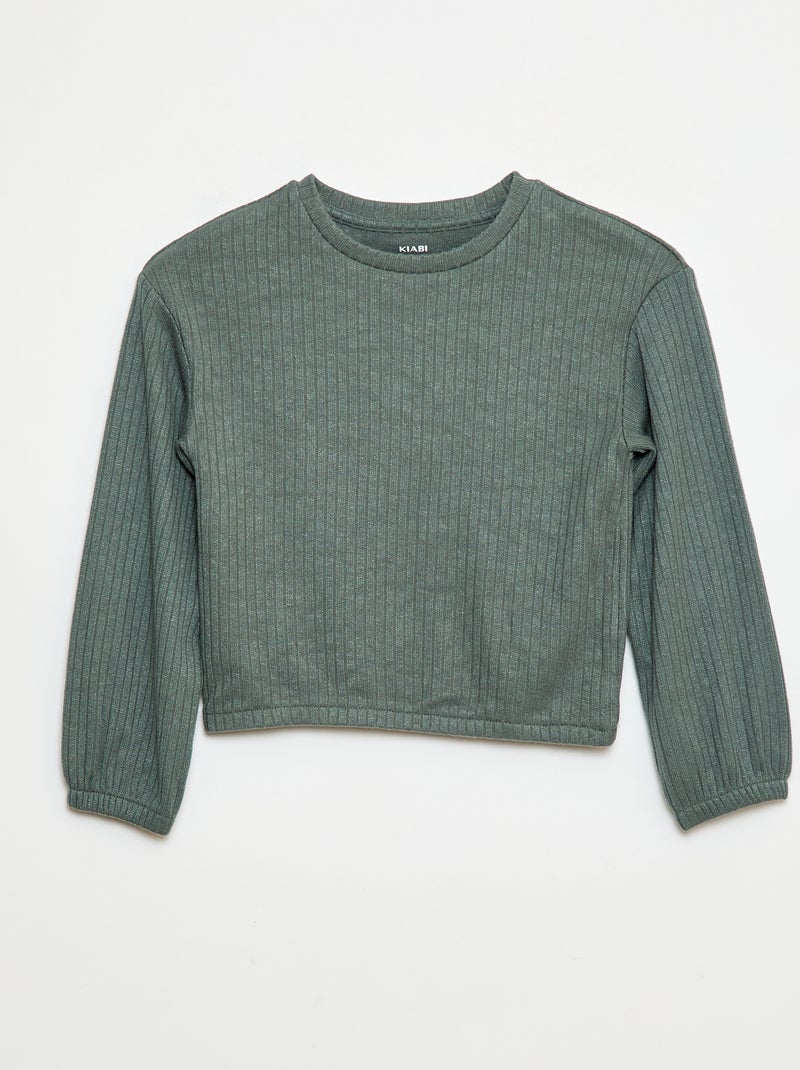T-shirt scollo tondo Verde - Kiabi