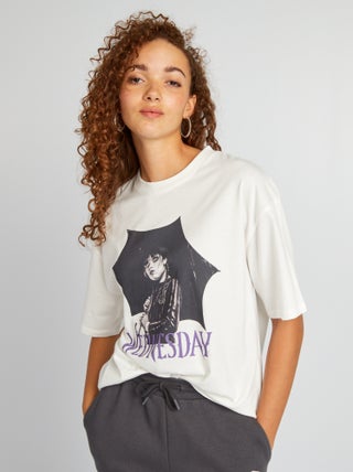 T-shirt scollo tondo 'Wednesday'