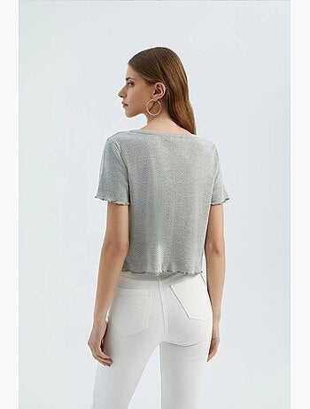 T-shirt scollo v strutturata manica corta hiccup