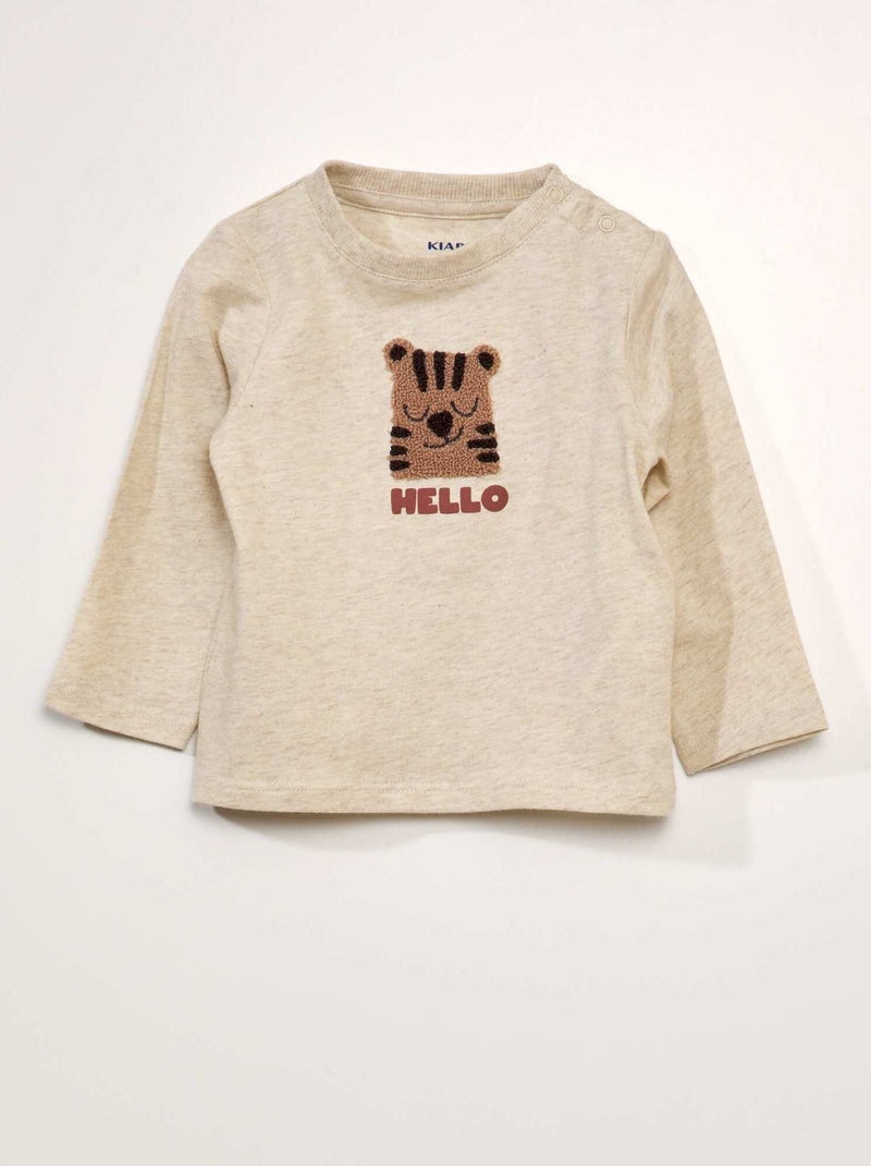 T-shirt screziata con stampa in bouclé BEIGE - Kiabi