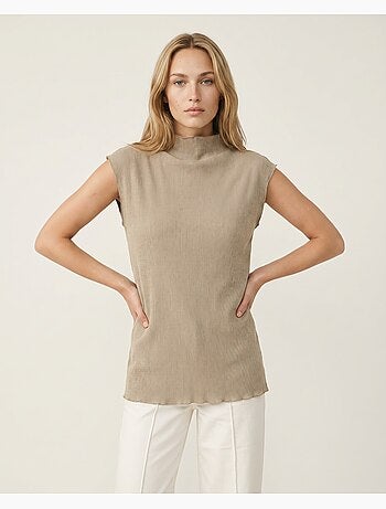 T-shirt senza maniche a coste a righe da donna ADMAS