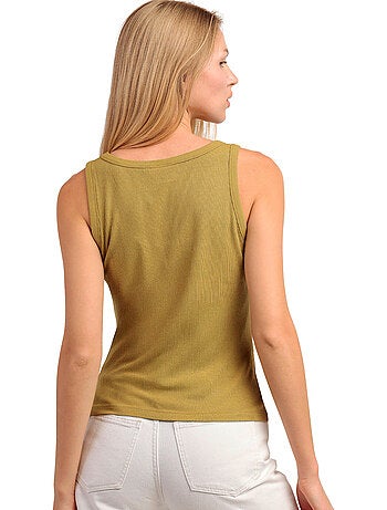T-shirt senza maniche a coste con dettagli metallici da donna ADMAS