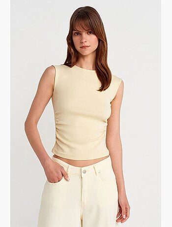 T-shirt senza maniche a costine con girocollo, slim fit dilvin