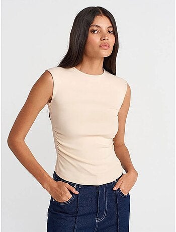 T-shirt senza maniche a costine con girocollo, slim fit dilvin