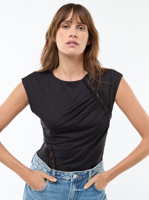 T-shirt senza maniche con pizzo sul davanti - Kiabi