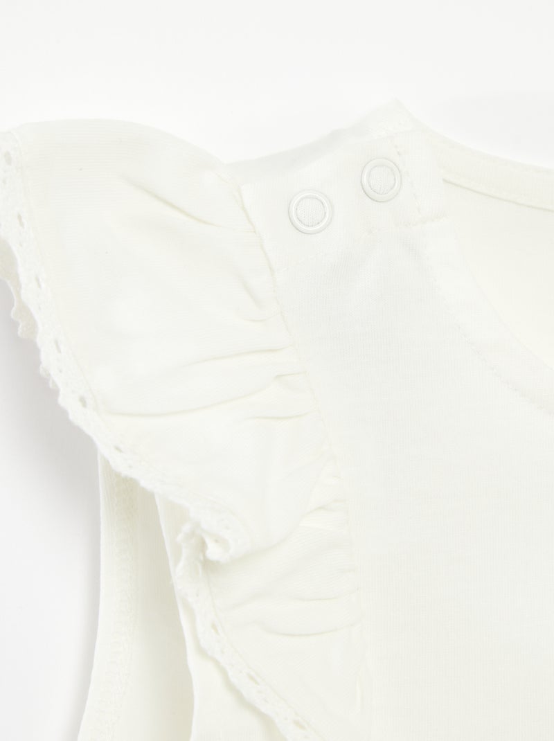 T-shirt senza maniche con volant - collezione facile da indossare BIANCO - Kiabi