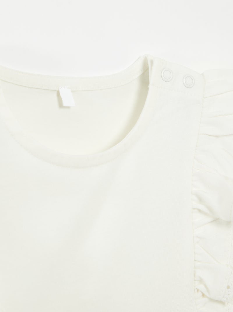 T-shirt senza maniche con volant - collezione facile da indossare BIANCO - Kiabi