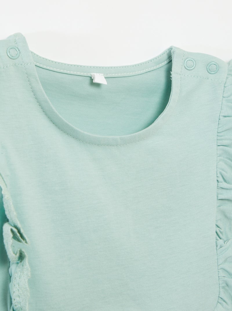 T-shirt senza maniche con volant - collezione facile da indossare VERDE - Kiabi