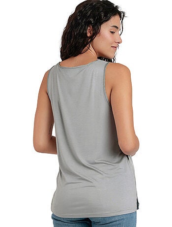 T-shirt senza maniche da donna in raso e pizzo ADMAS