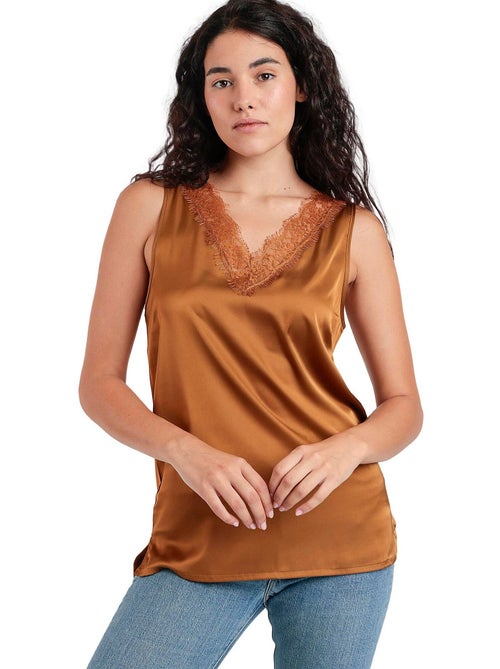 T-shirt senza maniche da donna in raso e pizzo ADMAS - Kiabi T-shirt senza maniche da donna in raso e pizzo ADMAS - Kiabi