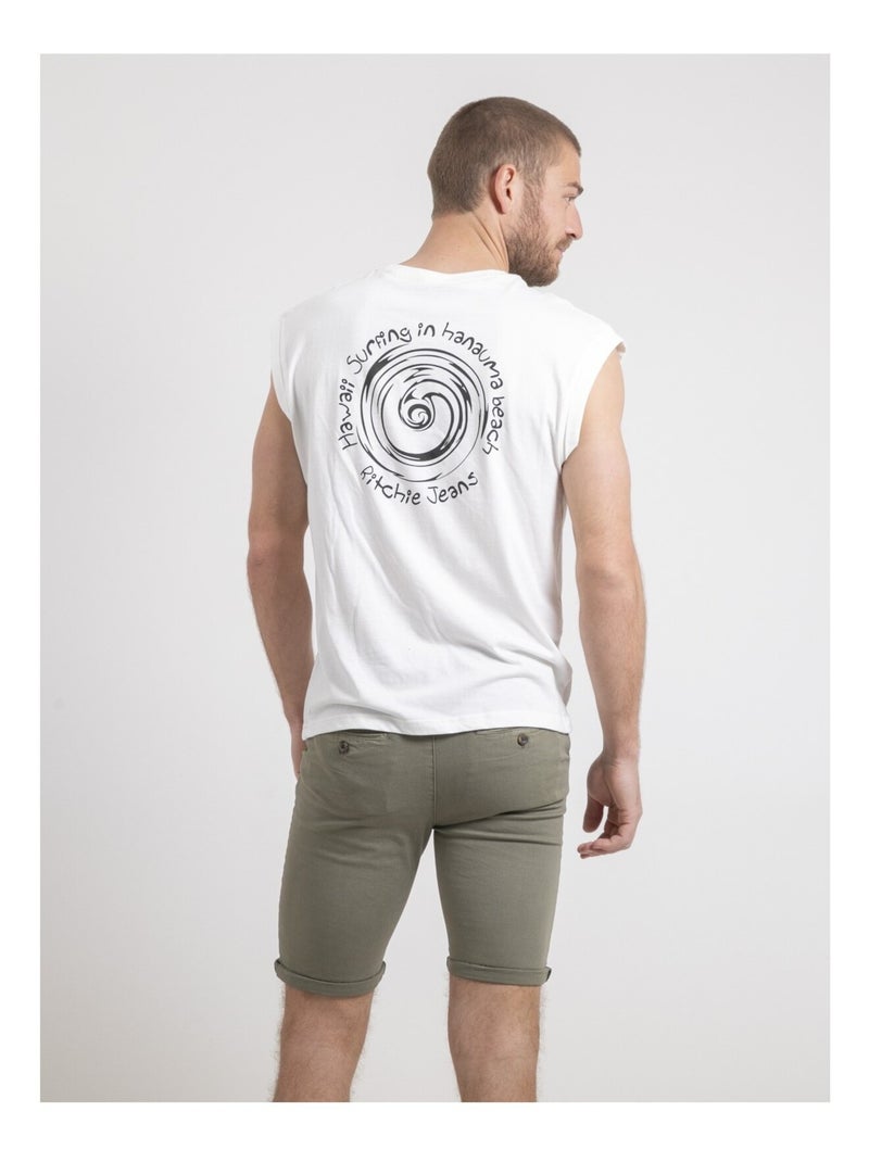 T-shirt senza maniche girocollo puro cotone NEGAK Ecru - Kiabi