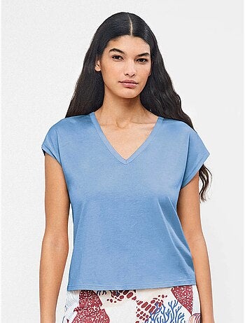 T-shirt senza maniche in colore blu