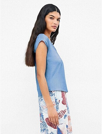 T-shirt senza maniche in colore blu