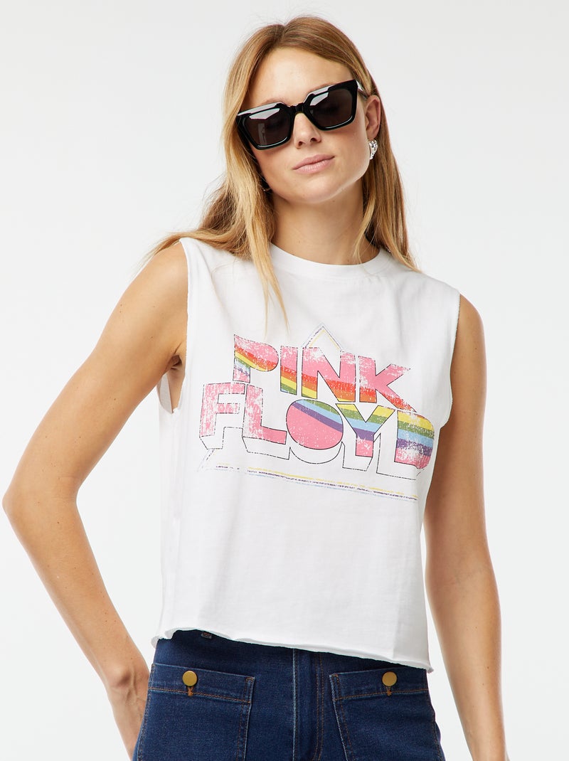 T-shirt senza maniche 'Pink Floyd' bianco - Kiabi