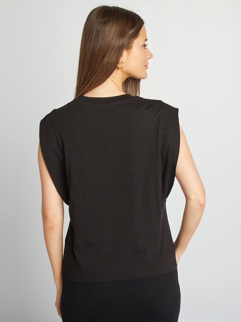 T-shirt senza maniche tinta unita nero - Kiabi