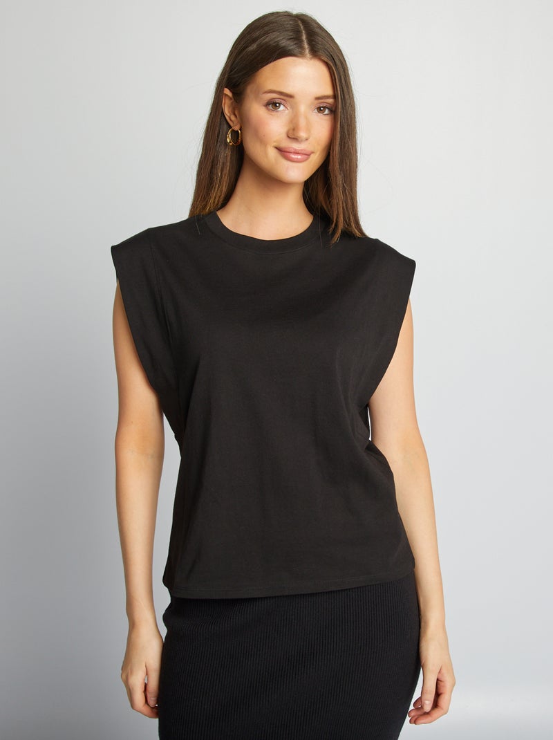 T-shirt senza maniche tinta unita nero - Kiabi