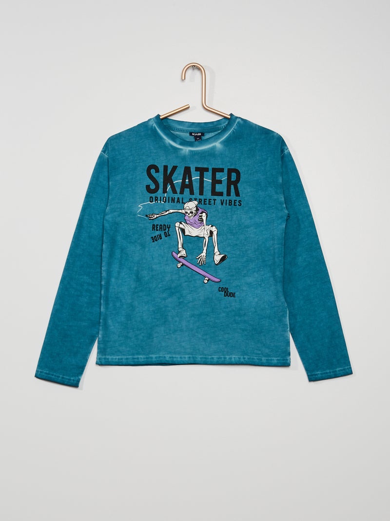 T-shirt 'skater' in cotone BLU - Kiabi