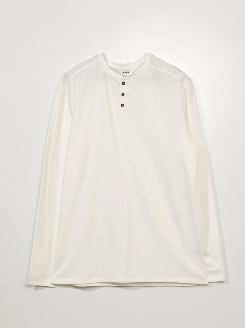 T-shirt slim fit a maniche lunghe +190cm Bianco - Kiabi