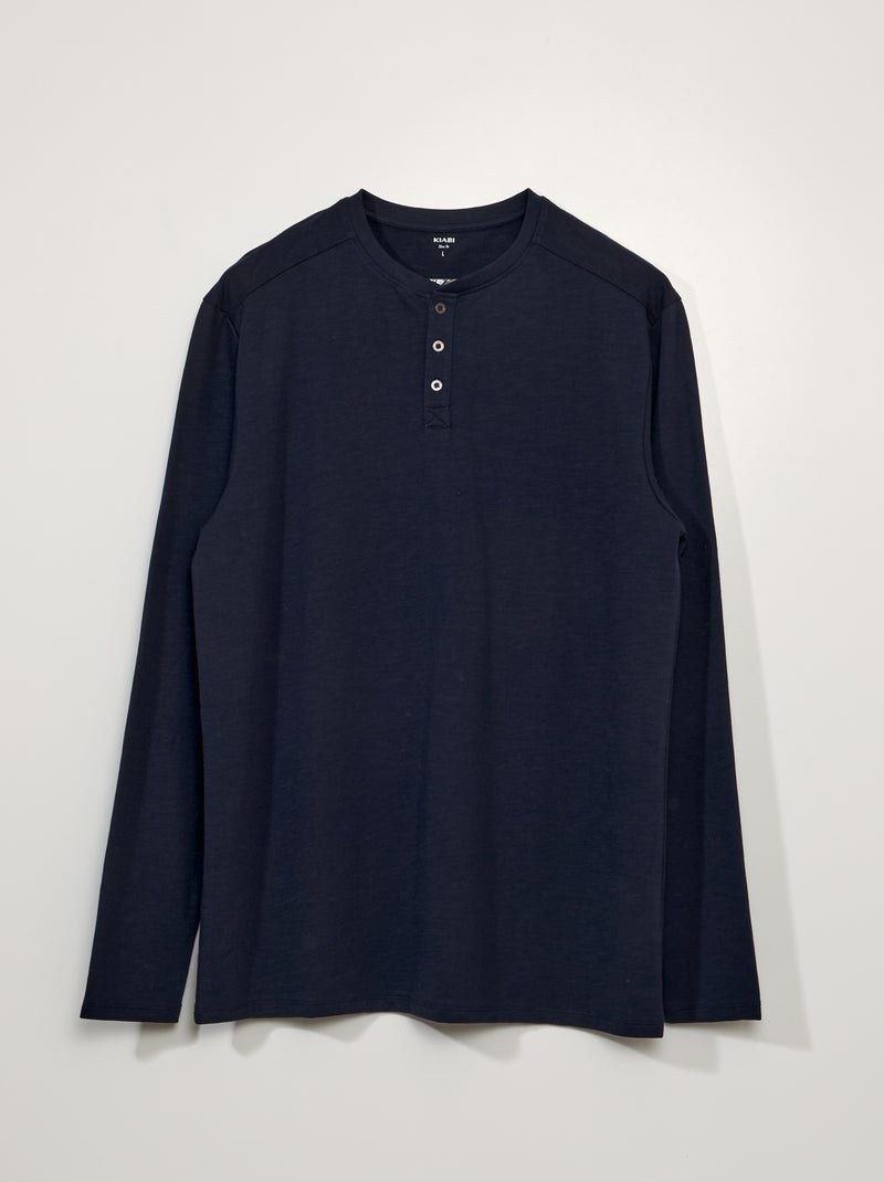 T-shirt slim fit a maniche lunghe +190cm BLU - Kiabi