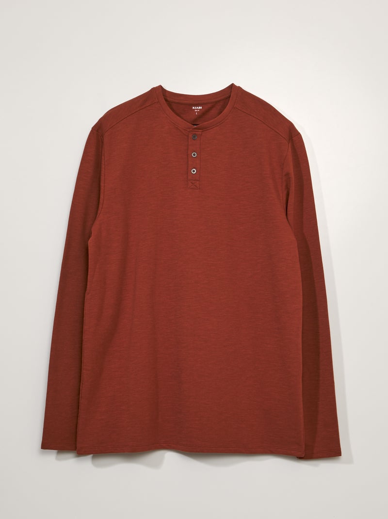 T-shirt slim fit a maniche lunghe +190cm MARRONE - Kiabi