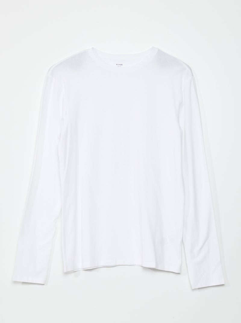 T-shirt slim fit a maniche lunghe bianco - Kiabi