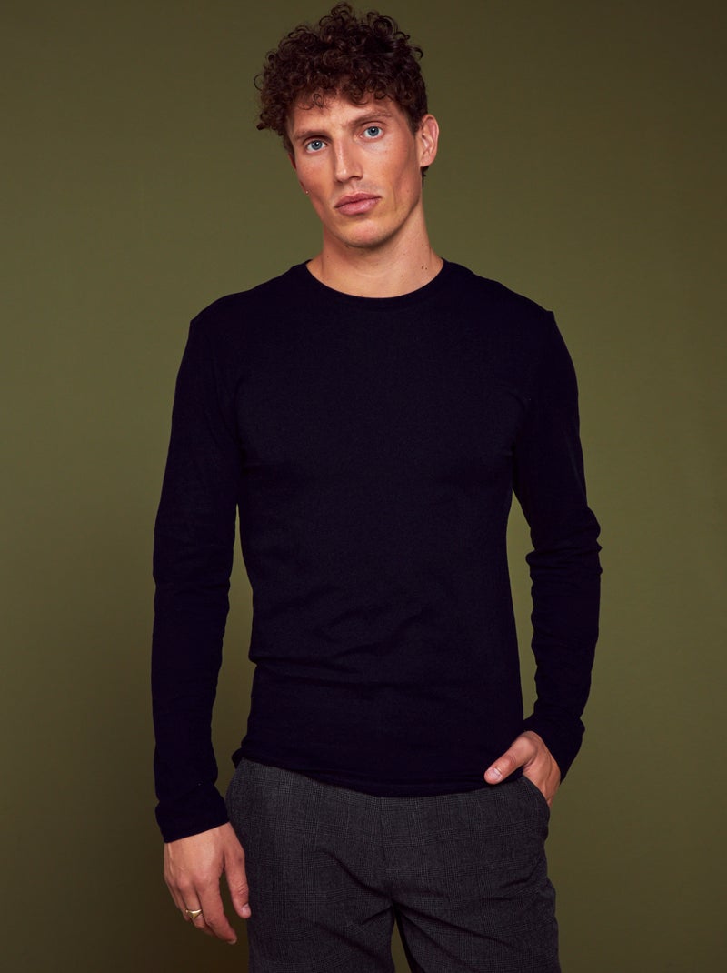 T-shirt slim fit a maniche lunghe BLU - Kiabi