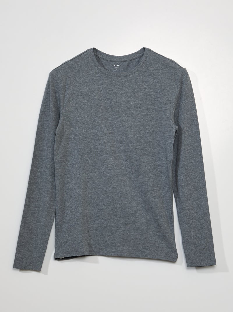 T-shirt slim fit a maniche lunghe GRIGIO - Kiabi