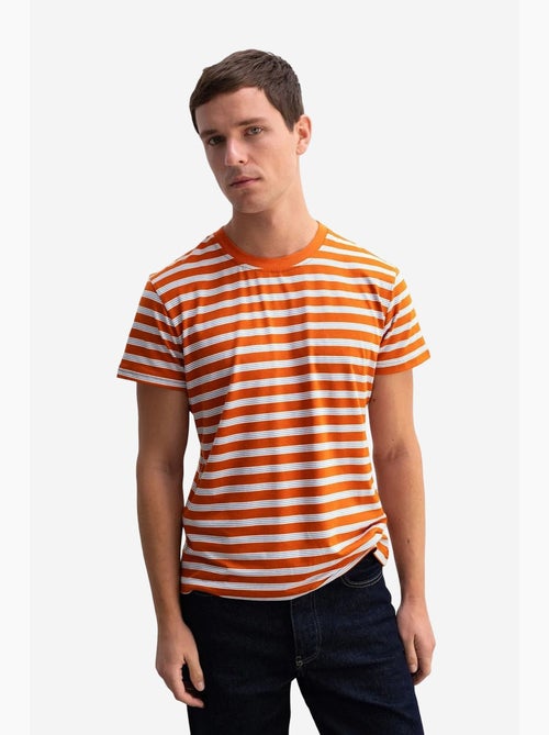 T-shirt slim fit a righe con girocollo giesto - Kiabi