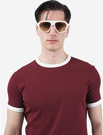 T-shirt slim fit con girocollo e bordatura a contrasto giesto