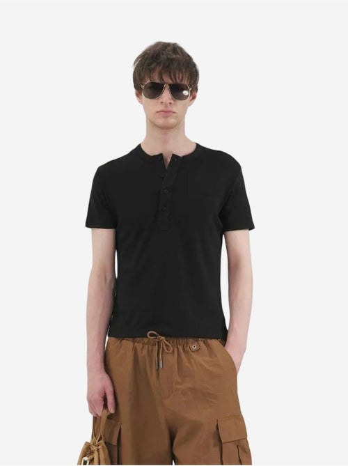 T-shirt slim fit con girocollo e bottoni giesto - Kiabi