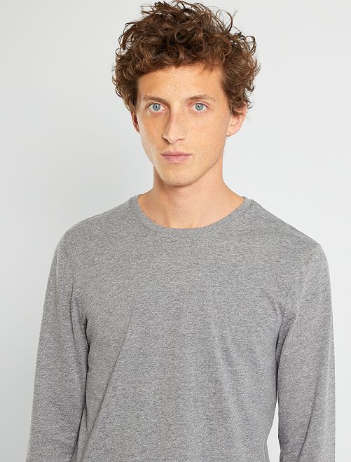 T-shirt slim fit maniche lunghe - GRIGIO - Kiabi - 4.00€