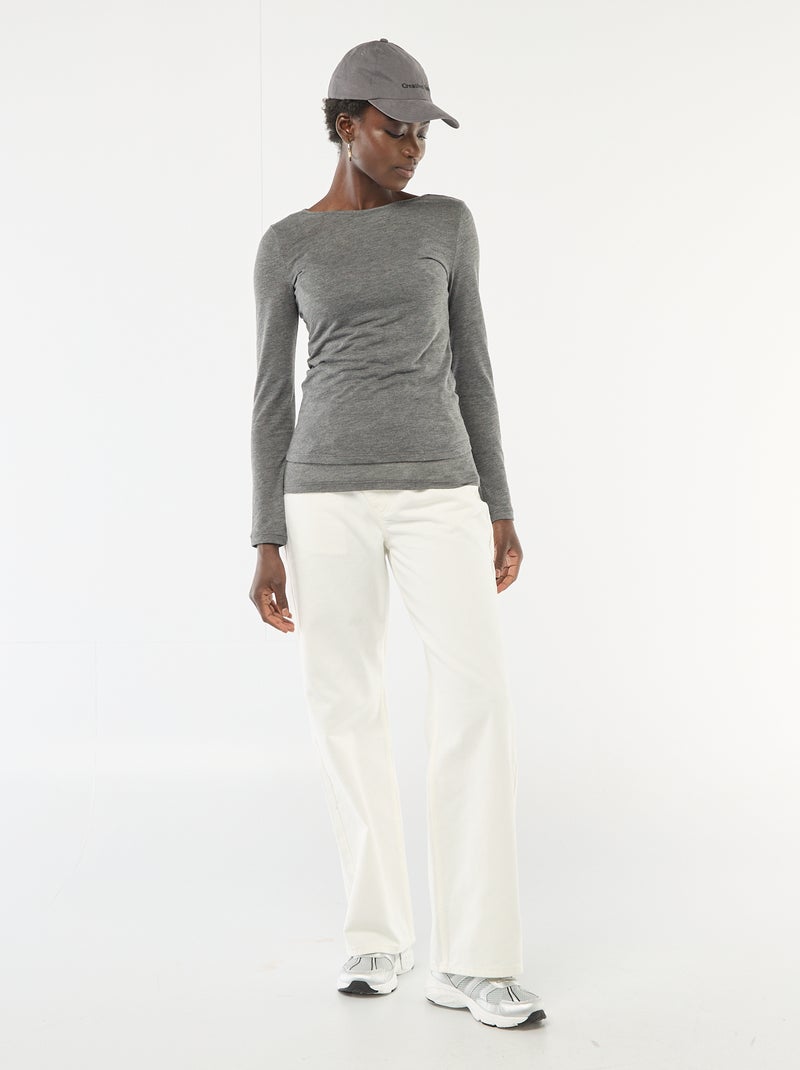 T-shirt smanicato 2-in-1 Grigio - Kiabi