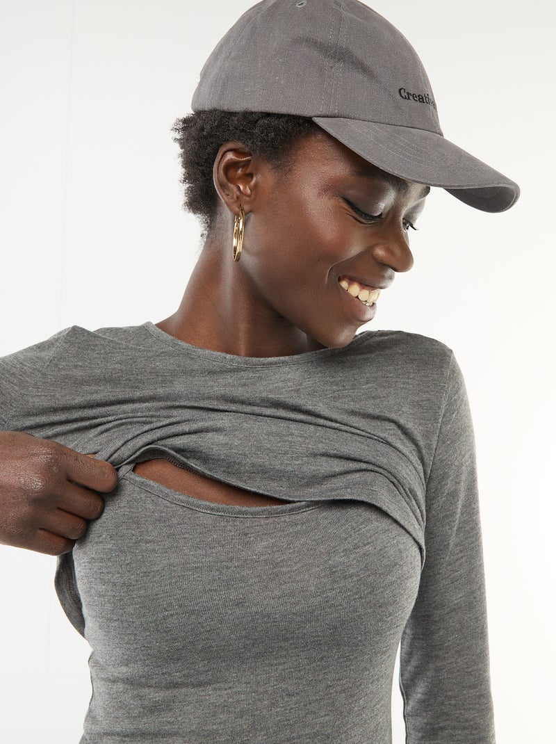 T-shirt smanicato 2-in-1 Grigio - Kiabi
